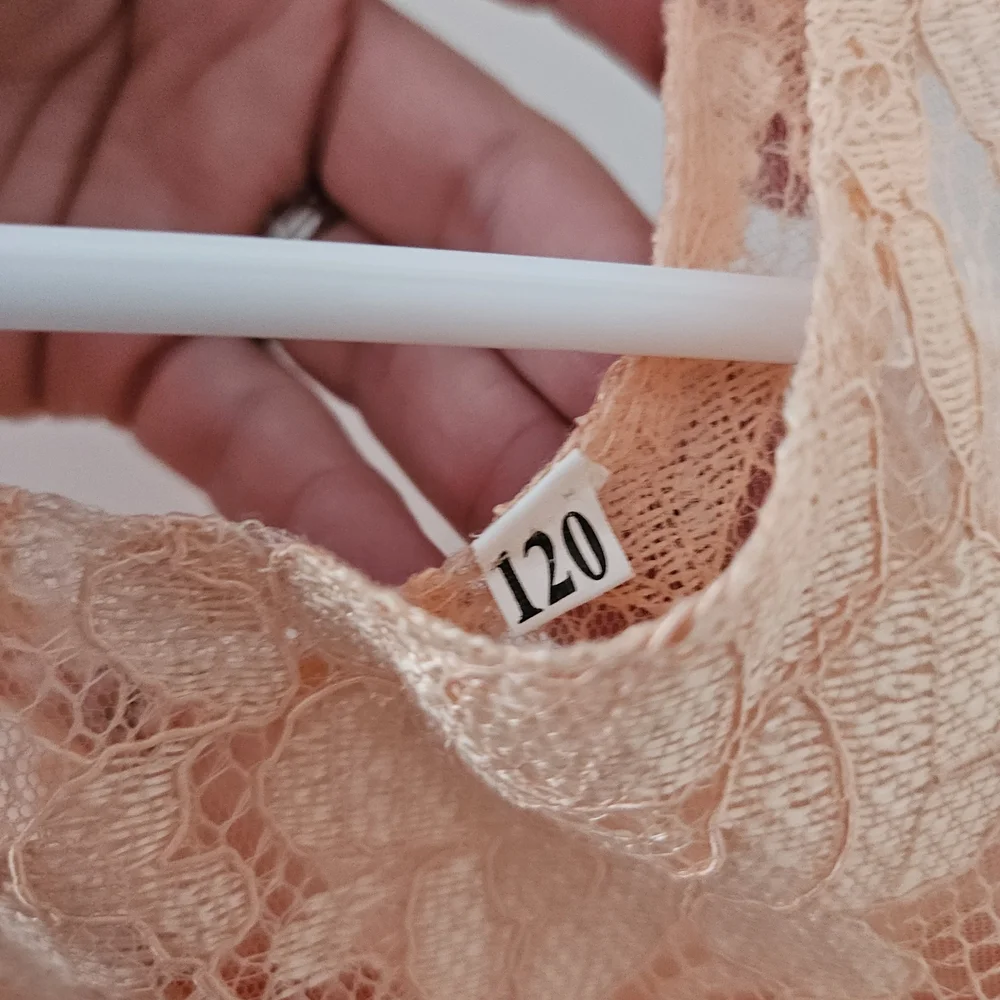 Charming Peach Lace And Tulle Kids Dress - Picture 3 of 3